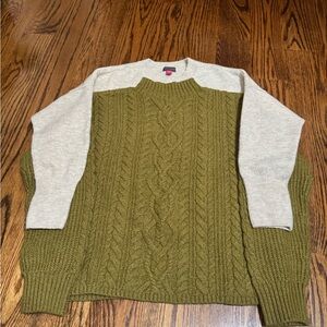 Set of 2 Sweaters, Size large, mock turtleneck(olive)and crew neck (cream)